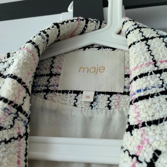 Maje Paris Tweed Check Blazer – Size 36 (Small) - Picture 5 of 7